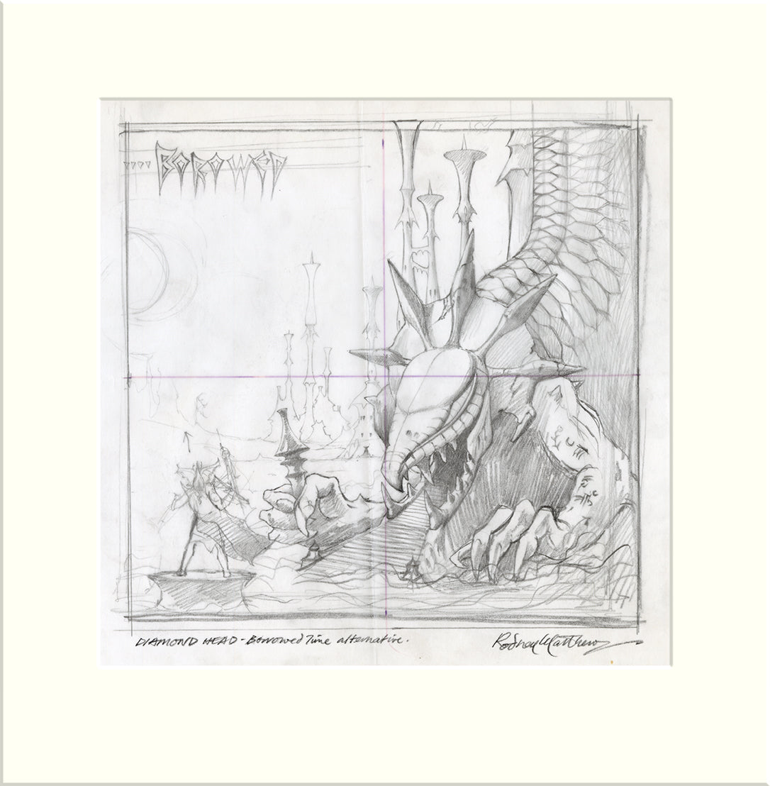Living on Borrowed Time - Preliminary (Diamond Head) original pencil sketch by Rodney Matthews