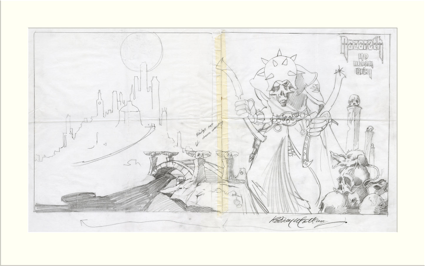 No Mean City - Preliminary (Nazareth) original pencil sketch by Rodney Matthews