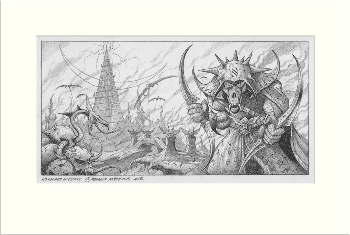 No Means of Escape (Nazareth) original pencil drawing by Rodney Matthews