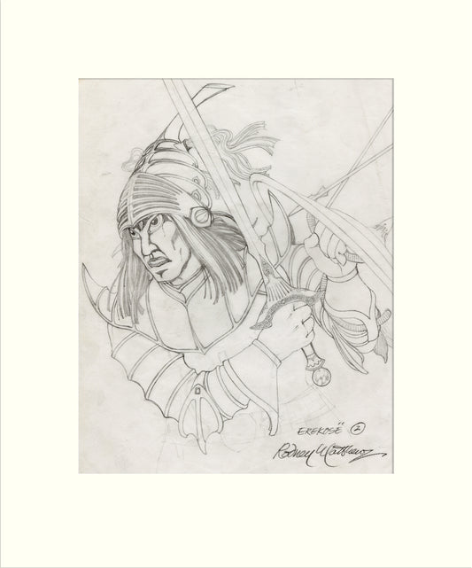 Erekose II pencil drawing by Rodney Matthews
