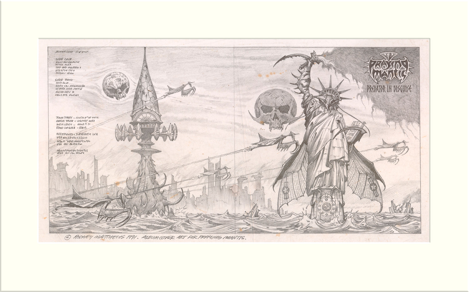 Predator in Disguise (Praying Mantis) original pencil drawing by Rodney Matthews