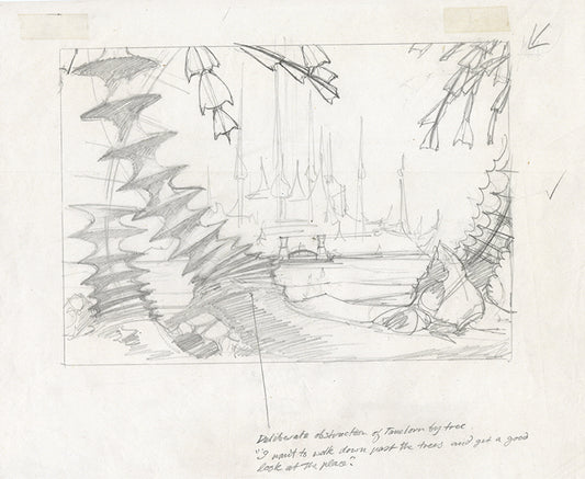 Tanelorn original pencil drawing by Rodney Matthews