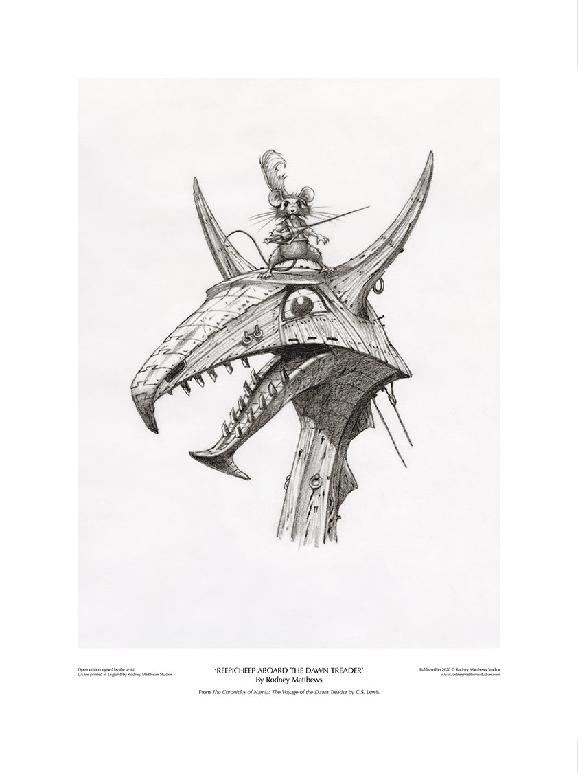 Reepicheep Aboard the Dawn Treader by Rodney Matthews