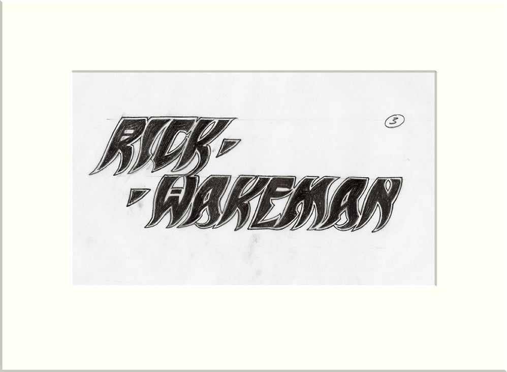 Rick Wakeman Name-style - Alternative (Rick Wakeman) original pencil drawing by Rodney Matthews