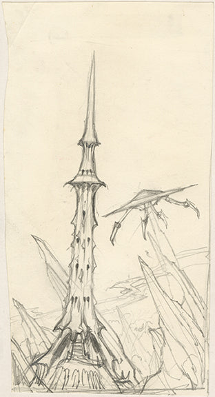 The Twilight Tower - Preliminary I original pencil drawing by Rodney Matthews