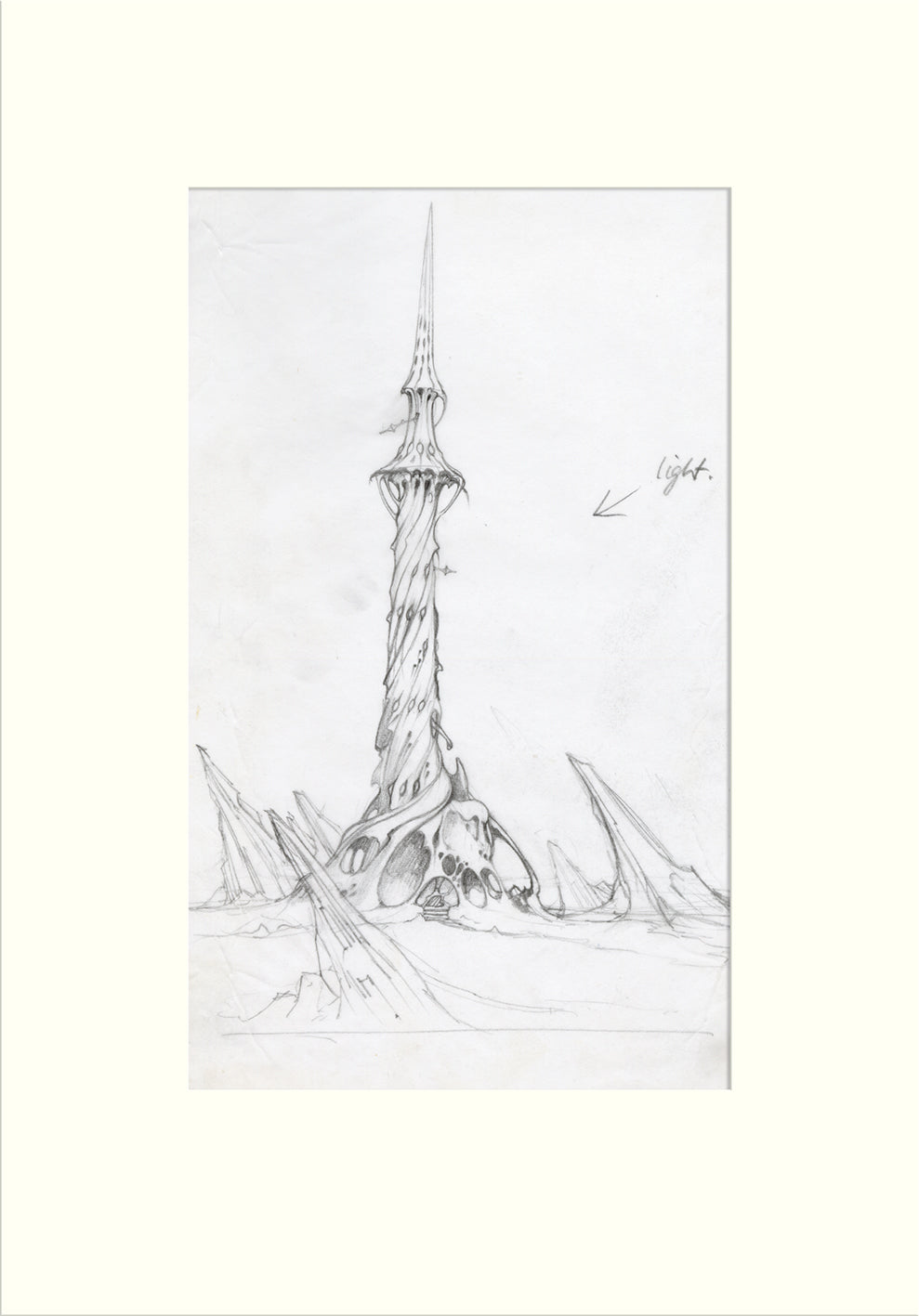 The Twilight Tower - Preliminary II pencil drawing by Rodney Matthews