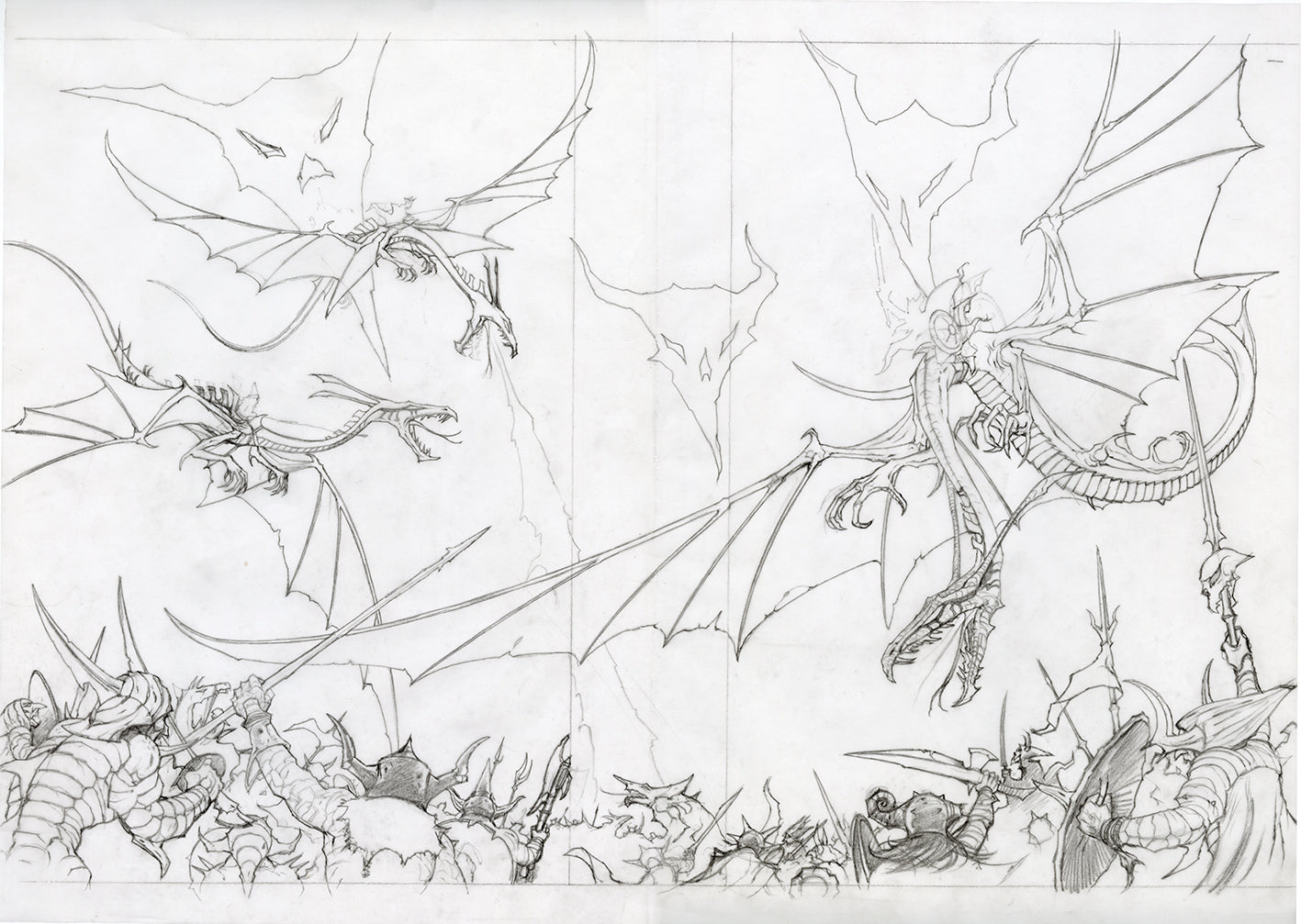 Stormbringer: Elric and Flamefang original pencil drawing