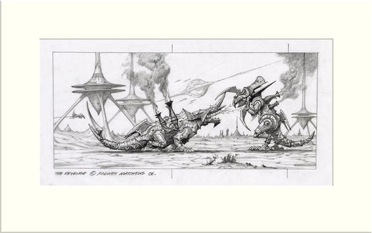 The Revenge (Russell Allen and Jørn Lande) original pencil drawing by Rodney Matthews