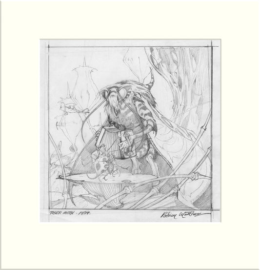 Tiger Moth (Tiger Moth) original preliminary sketch by Rodney Matthews