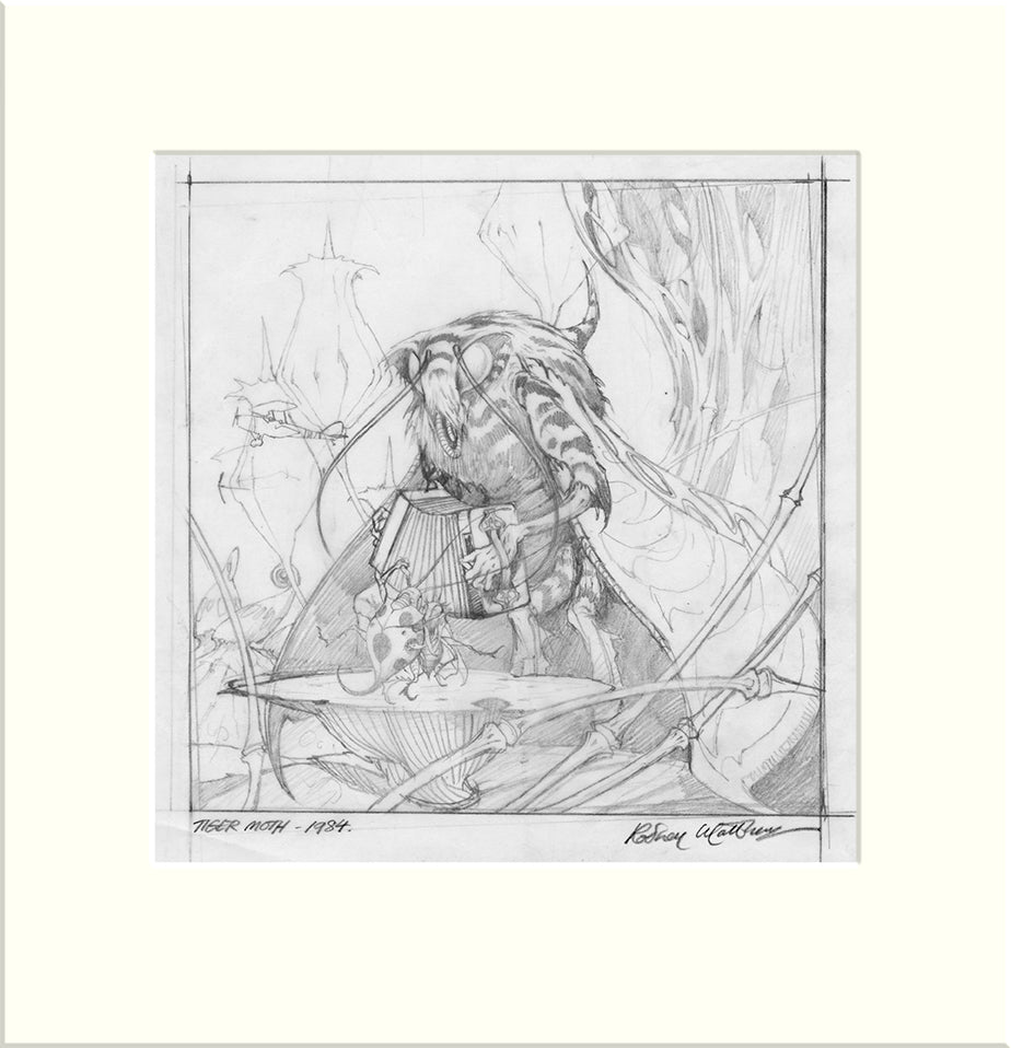 Tiger Moth (Tiger Moth) original preliminary sketch by Rodney Matthews
