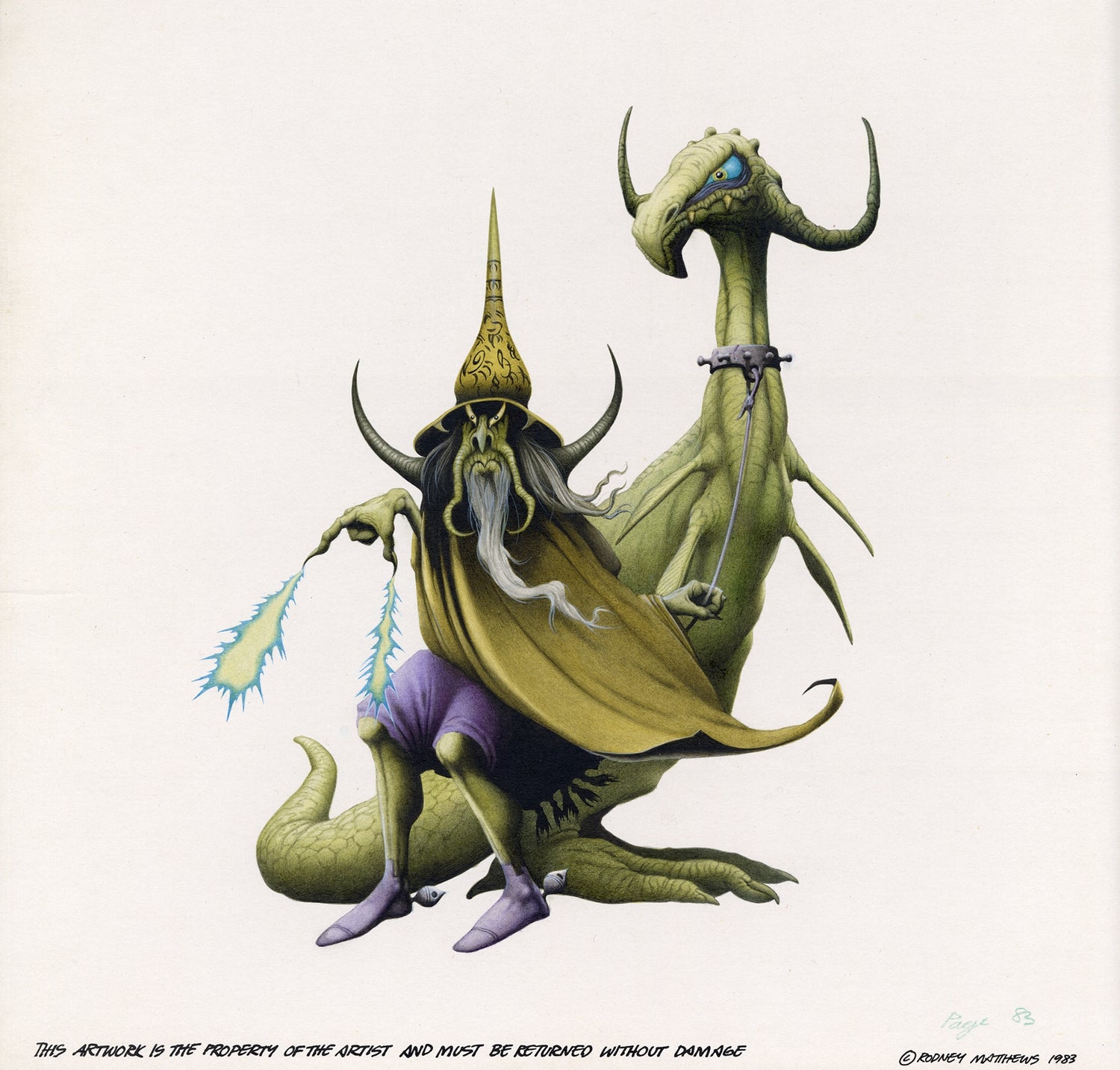 TSR Hobbies: Wizard and Creature original painting by Rodney Matthews