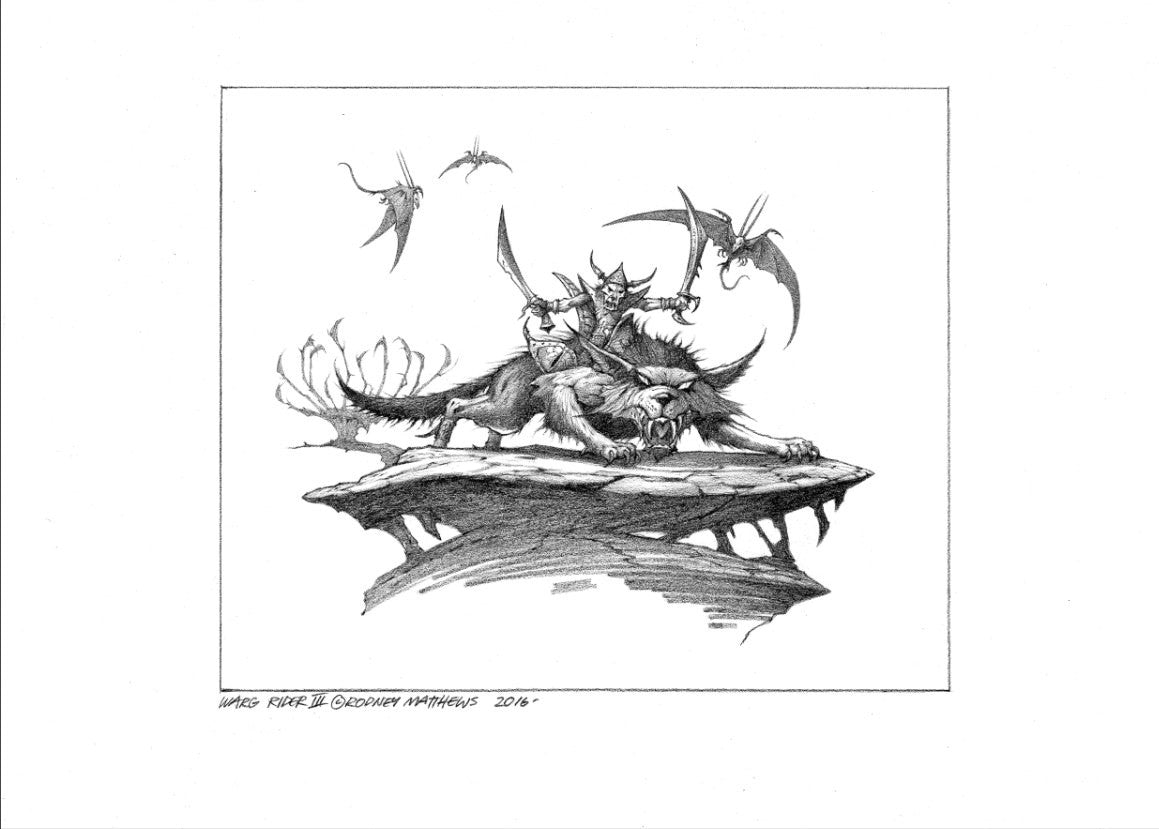 The Hobbit: Warg Rider III original pencil drawing