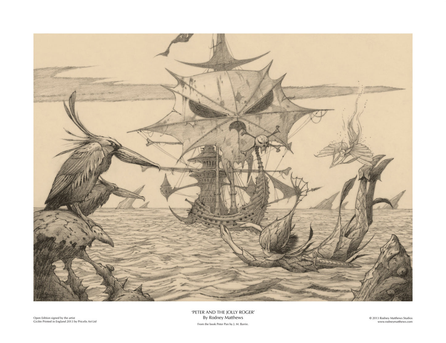 Peter and the Jolly Roger (Peter Pan) open edition print, hand-signed by Rodney Matthews